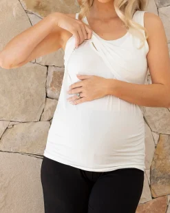 Abbie Maternity Nursing White Tank Top