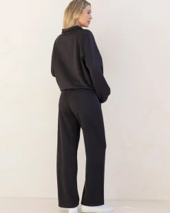Alanna Maternity Zipper Track Top in Black