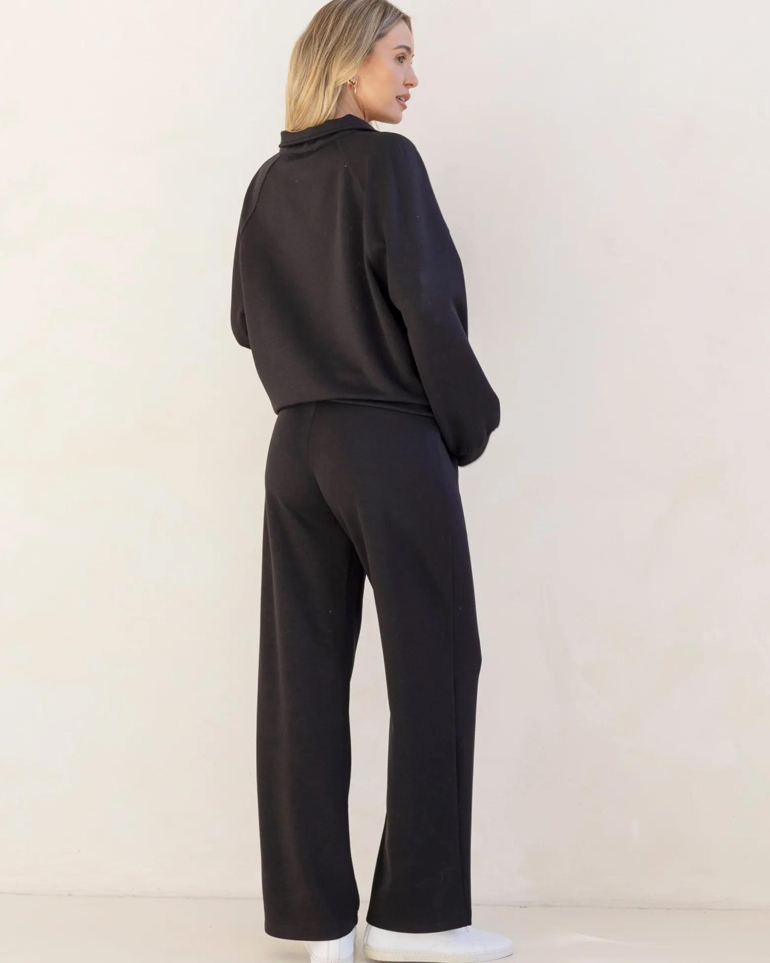 Alanna Maternity Zipper Track Top in Black