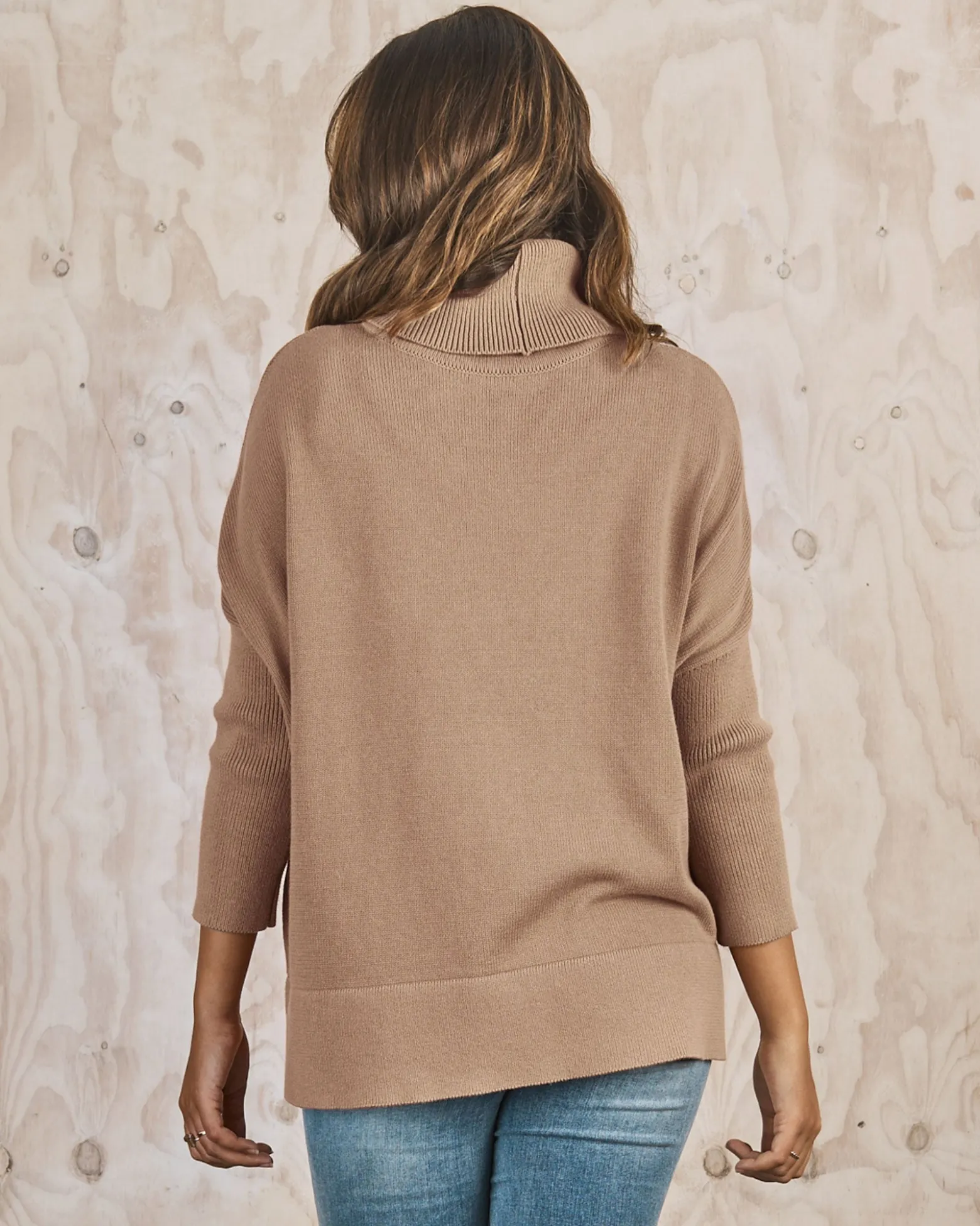 All in One Maternity Reversible Knit Sweater in Champagne