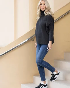 All in One Maternity Reversible Knit Sweater in Charcoal