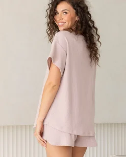 Amara Maternity Cotton Blend Lounge Top in Blush