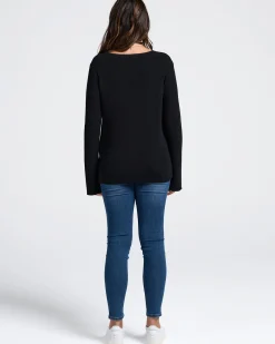 Arial Maternity Oversized Luxury Knit Nursing Jumper in Black