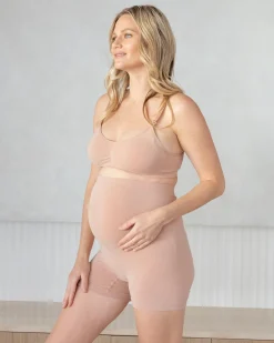 Bamboo Maternity Body Shorts in Nude