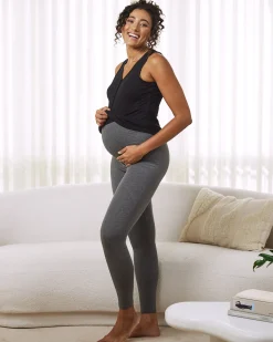 Basic Cotton Maternity Leggings Charcoal