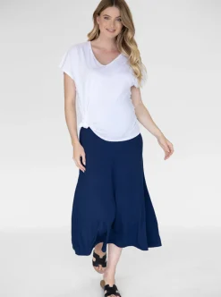 Becky Long Maternity Skirt in Navy
