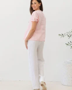 Brigitte Maternity Linen Blouse - Pink