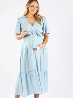Cara Blue Baby Shower Maternity Dress