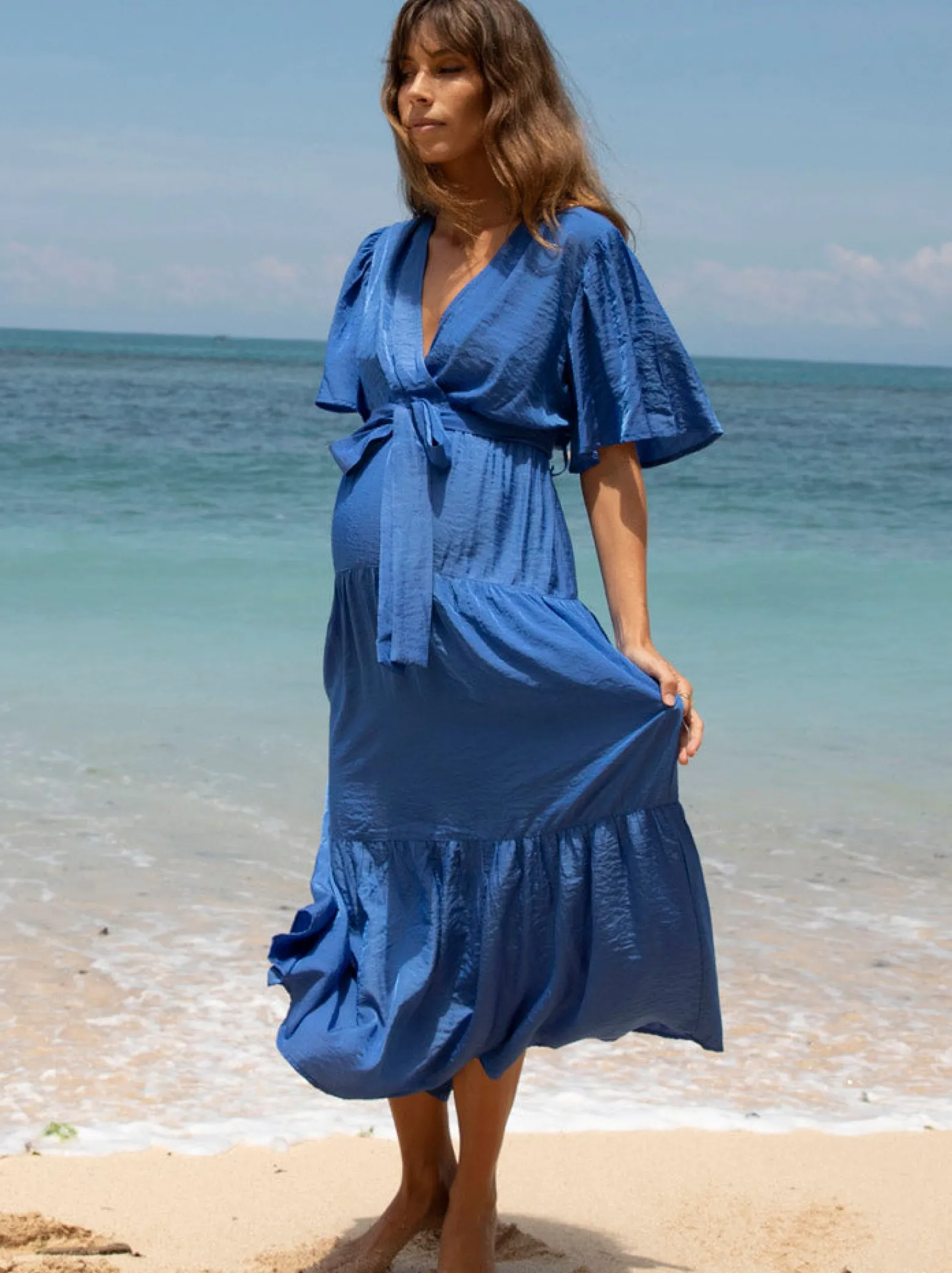 Cara Cobalt Blue Maternity Maxi Dress