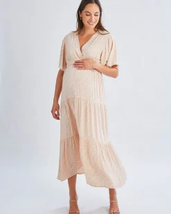 Cara Maternity Maxi Dress in Creamy Floral Glow