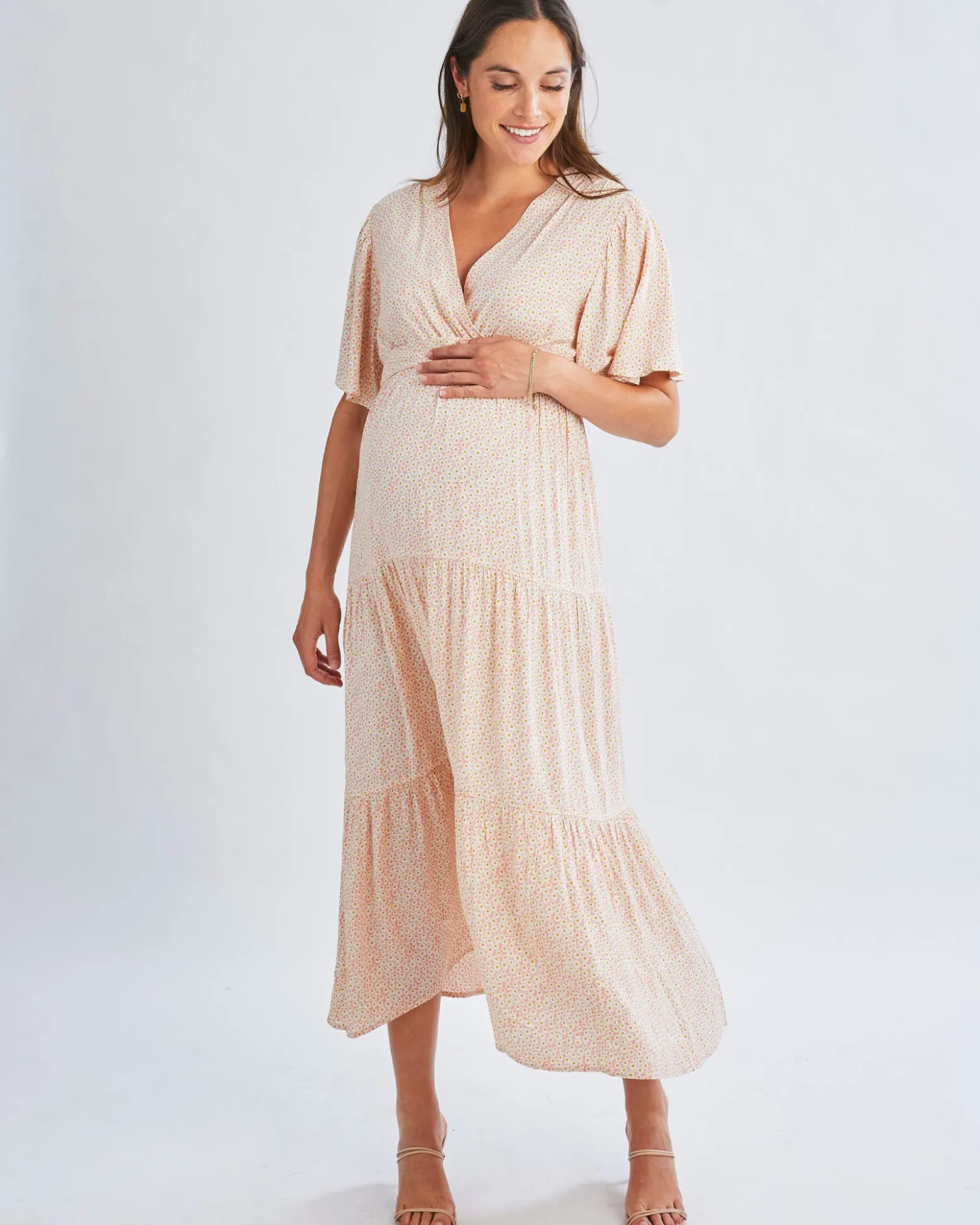 Cara Maternity Maxi Dress in Creamy Floral Glow
