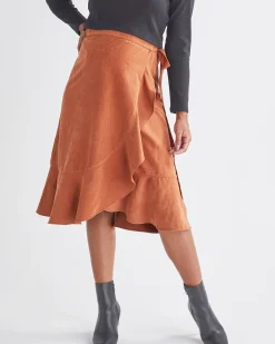 Christie Maternity Wrap Midi Skirt in Vegan Suede