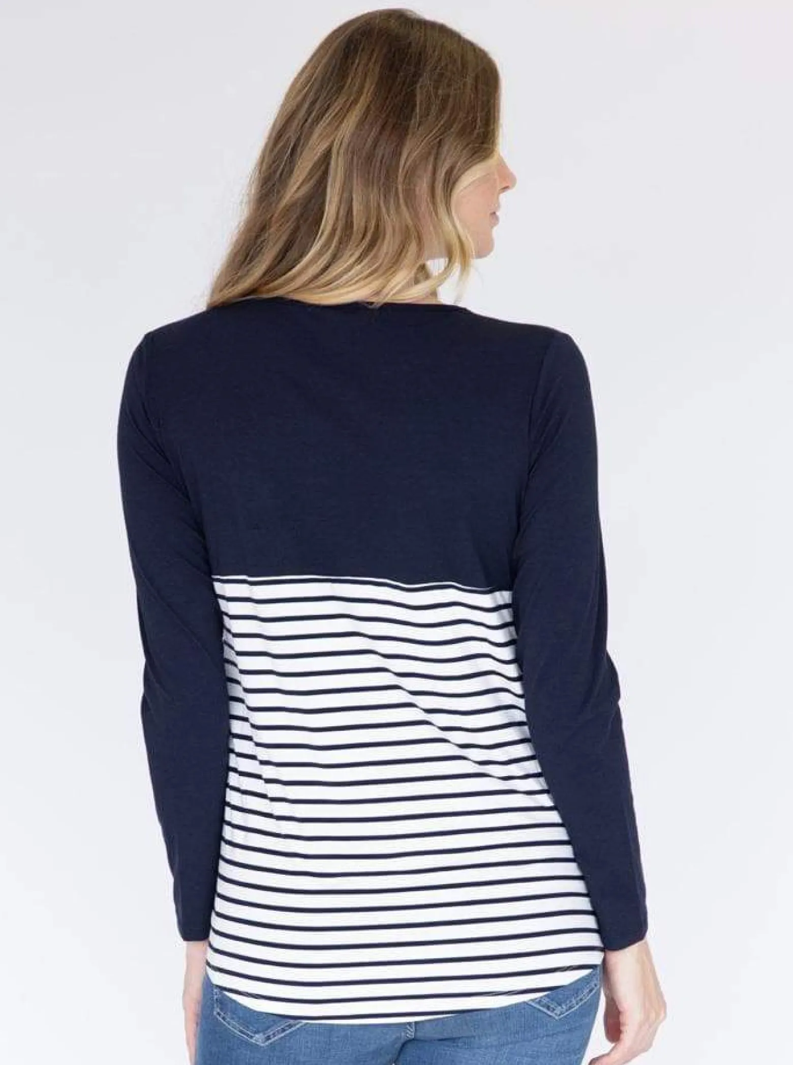 Cleo Maternity and Nursing Long Sleeve Top in Navy