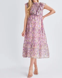 Daphne Reversible Maternity Baby Shower Dress in Lilac Floral