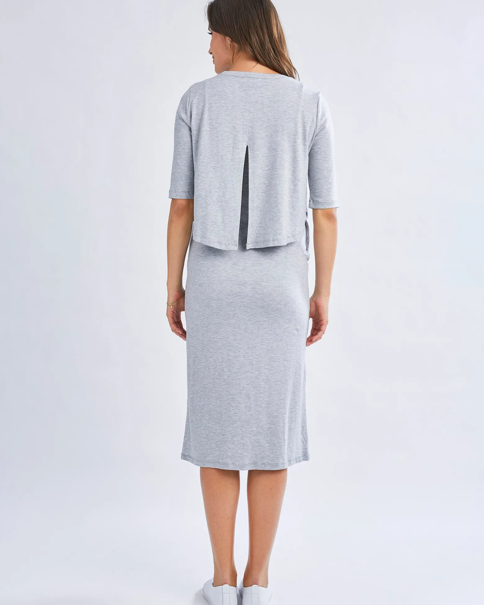 Donna Maternity & Nursing Flip Dress In Grey