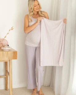 Elara Maternity & Nursing 3-Piece Set in Lavender Stripe
