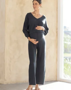 Evelyn Cotton Knit Jumper in Slate Grey