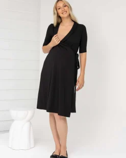 Eve Maternity Classic Wrap Dress in Black