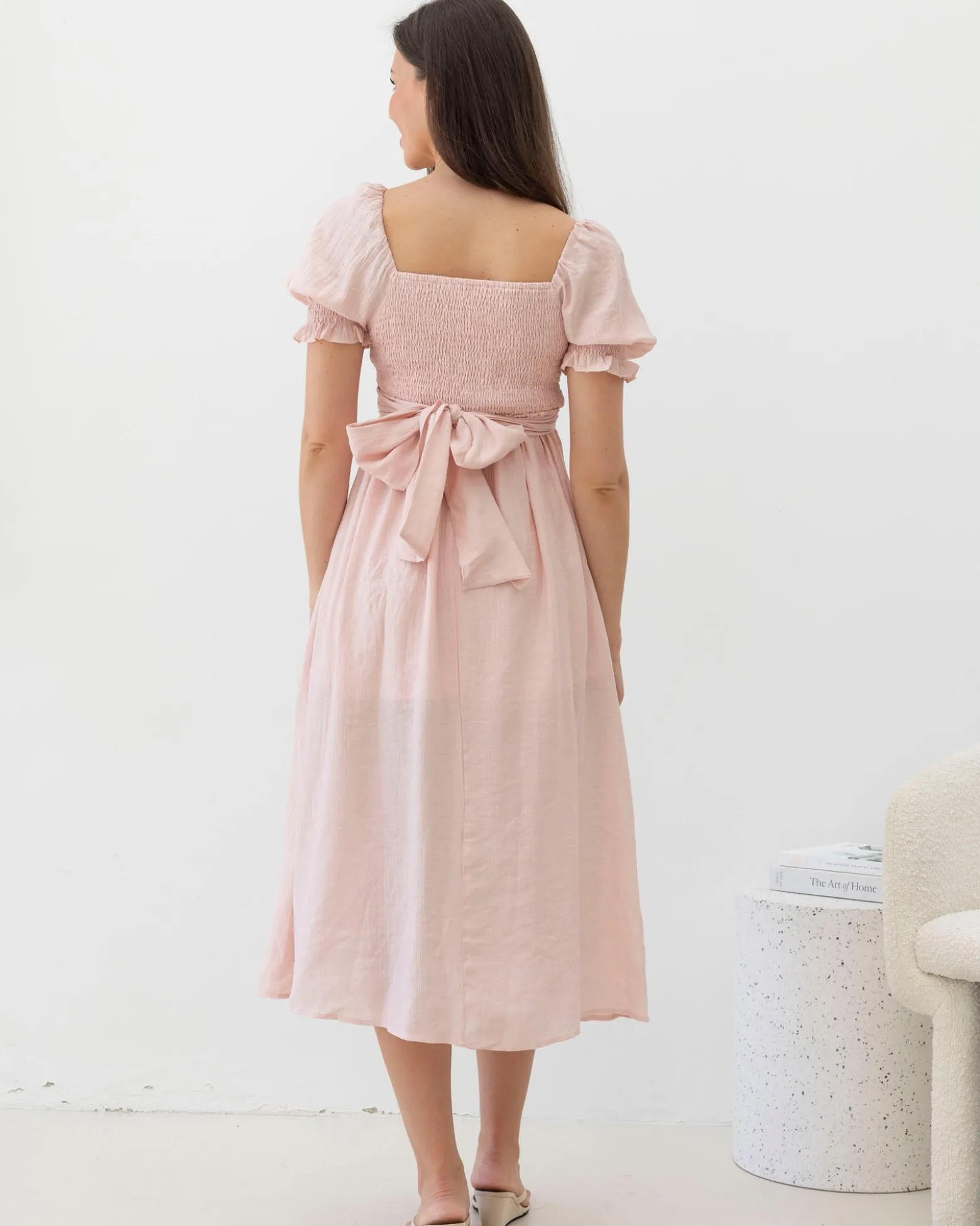 Fabia Reversible Tie Maternity Dress In Soft Pink