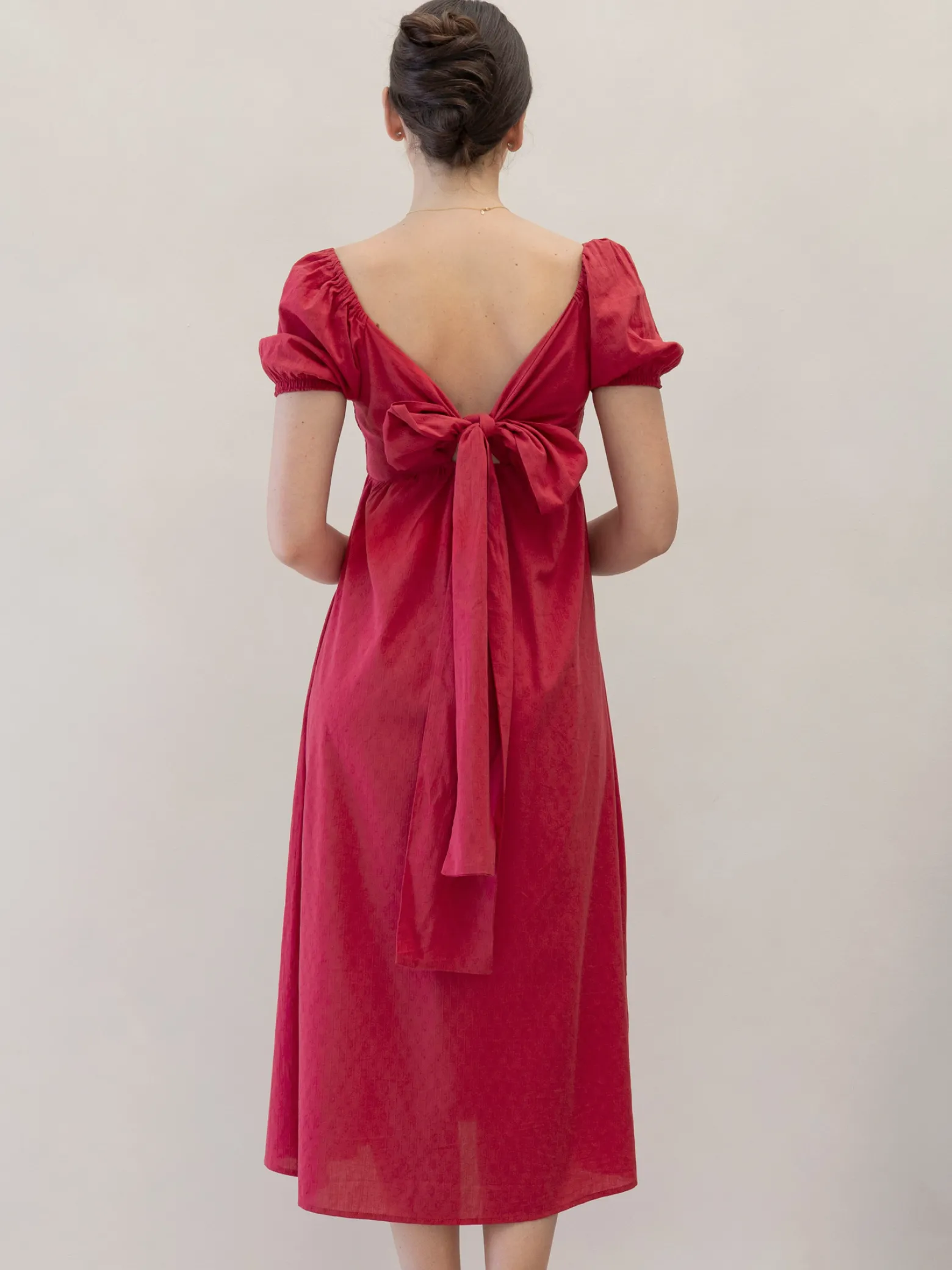Fabia Reversible Tie Maternity Cotton Dress In Noel Red