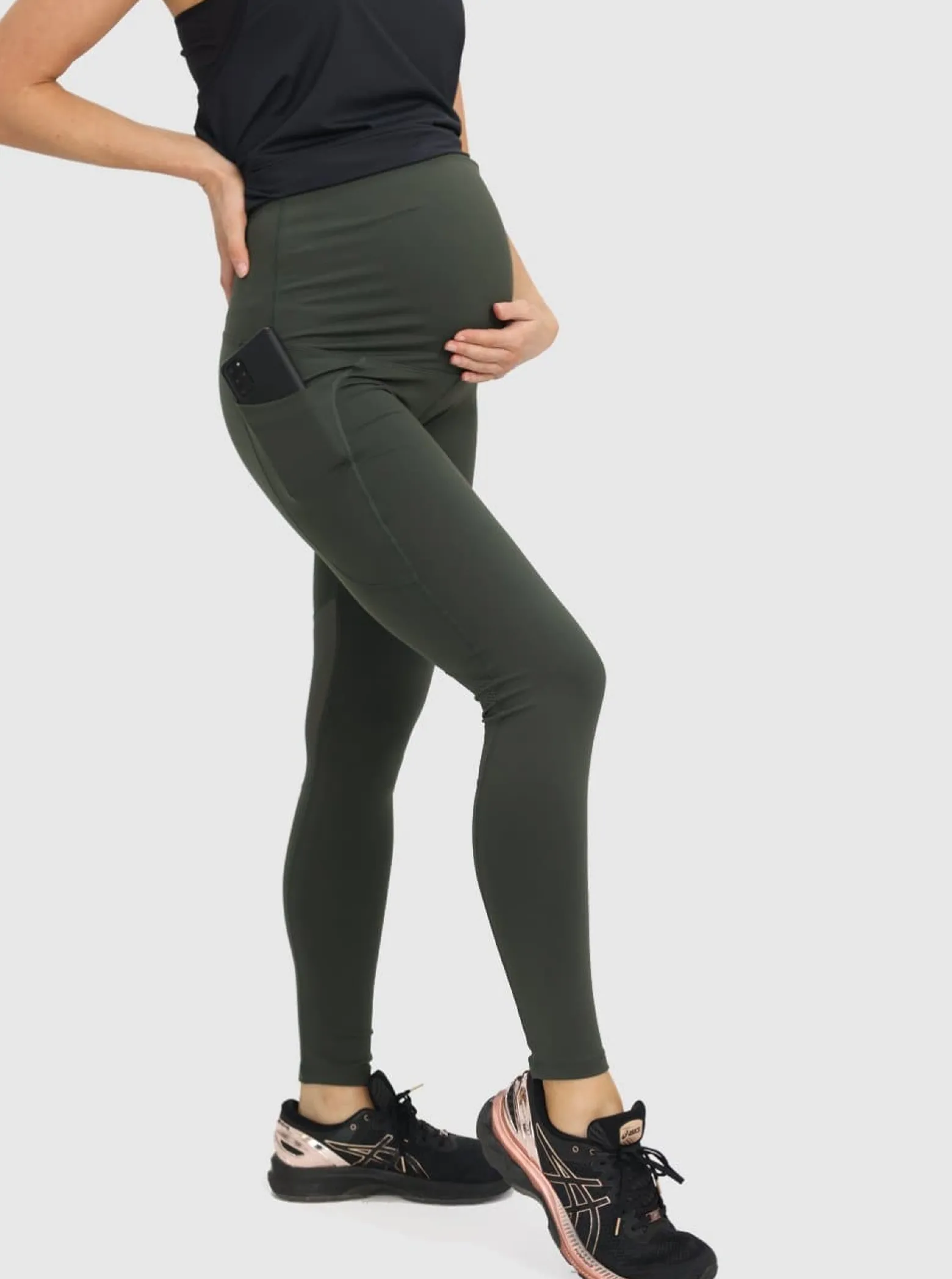 Full length Active Maternity Leggings - Khaki