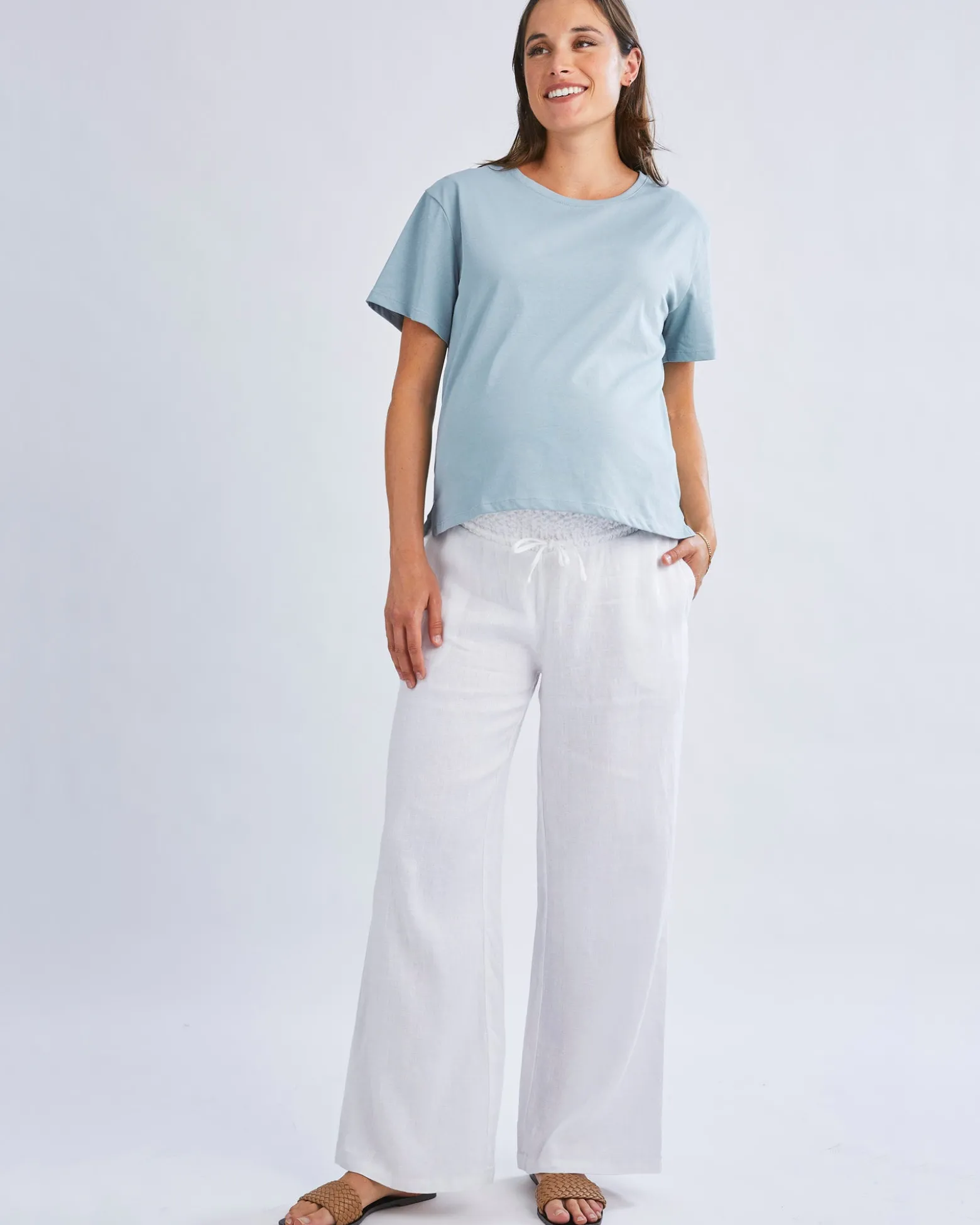 Giulia Maternity Linen Pants in White
