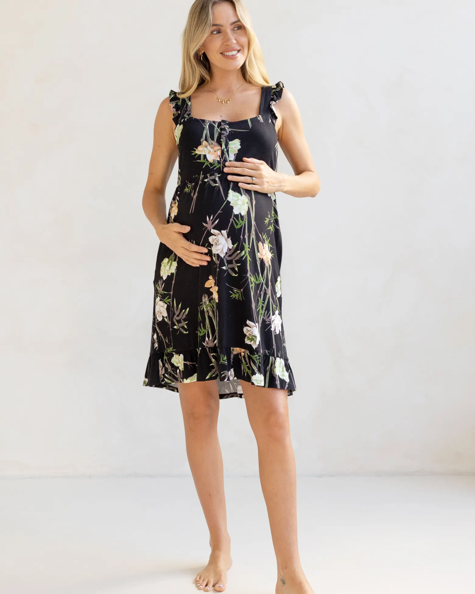 Grace Hospital Birthing Gown/Nightie- Black Print