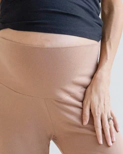 High Waist Maternity Lounge Pant in Brushed Rib - Black