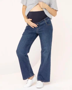 High Waist Relaxed Maternity Denim Blue Jean