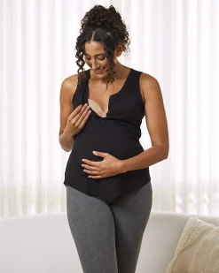 Ivy Maternity Cotton Singlet - Black