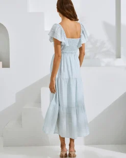 Lila Baby Shower Maternity Sundress in Ice Blue