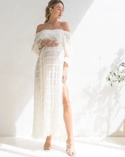 Mariana Sheer Maternity Photoshoot Dress in White