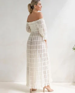 Mariana Sheer Maternity Photoshoot Dress in White