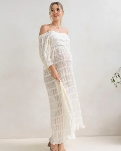 Mariana Sheer Maternity Photoshoot Dress in White