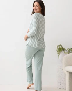 Maternity and Nursing Bamboo/Cotton Pyjama Set - Sage