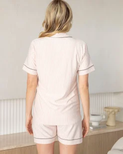 Maternity and Nursing Pyjama Set in Pink Stripe