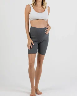 Maternity Bamboo Bike Shorts in Slate Grey
