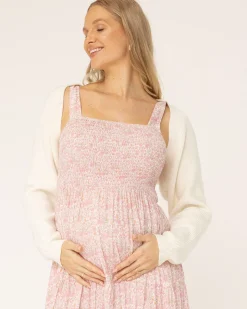 Maternity Bolero Knit Top In Vanilla Cream