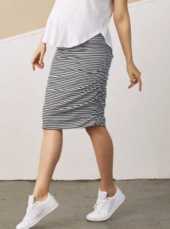 Maternity Fitted Skirt in Navy stripes