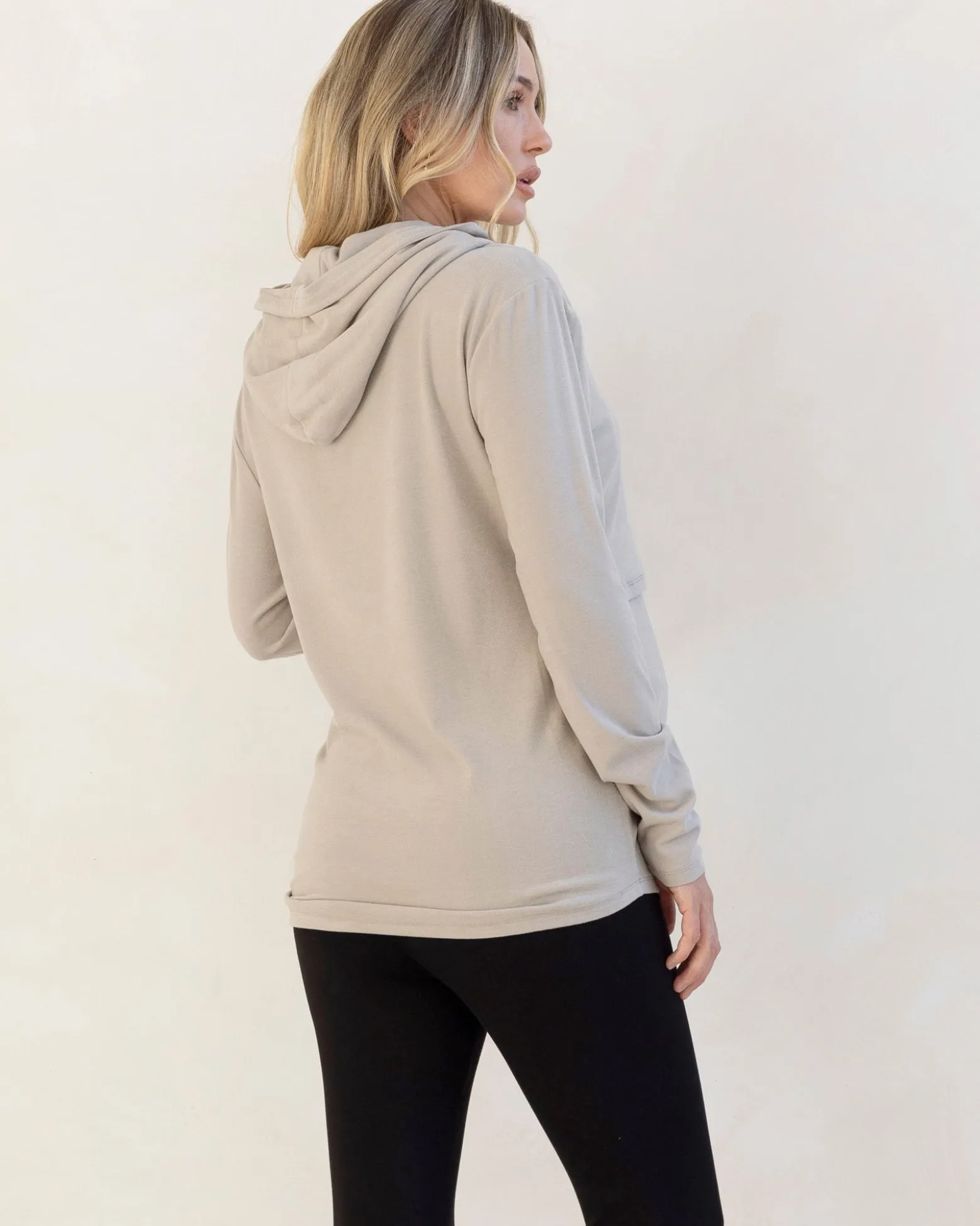 Maternity & Nursing Hoodie Breastfeeding Jumper - Sea Mist