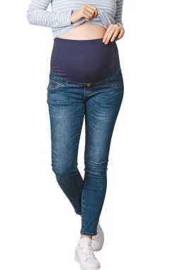 Maternity Over the Bump Fitted Denim Blue Jeans