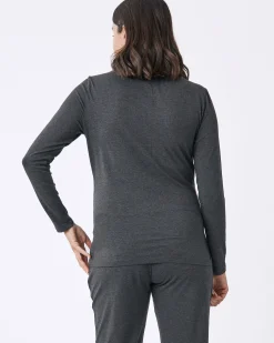 Monique Long Sleeve Nursing Charcoal Petal Top