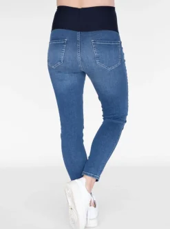 Over the Bump Skinny Fit Maternity Denim Jeans in Mid Blue