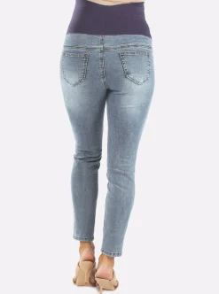 Over the Bump Skinny Maternity Denim Jeans Washed Blue