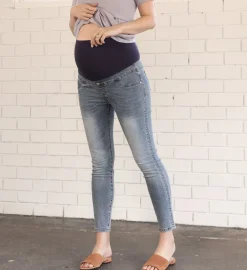 Over the Bump Skinny Maternity Denim Jeans Washed Blue
