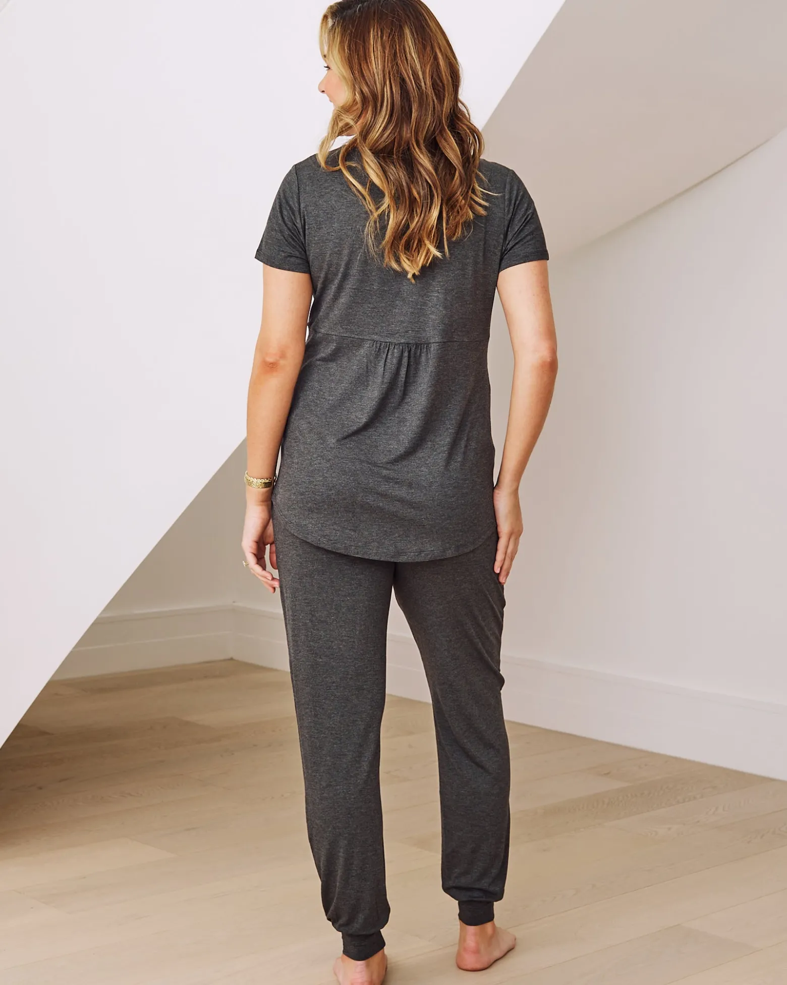 2-Piece Kyra Maternity Loungewear/Sleepwear PJ set - Charcoal