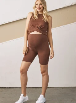 2 Piece Maternity Crop Bamboo Top and Bike Shorts