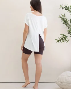 Reversible Maternity Tee Top in Off White