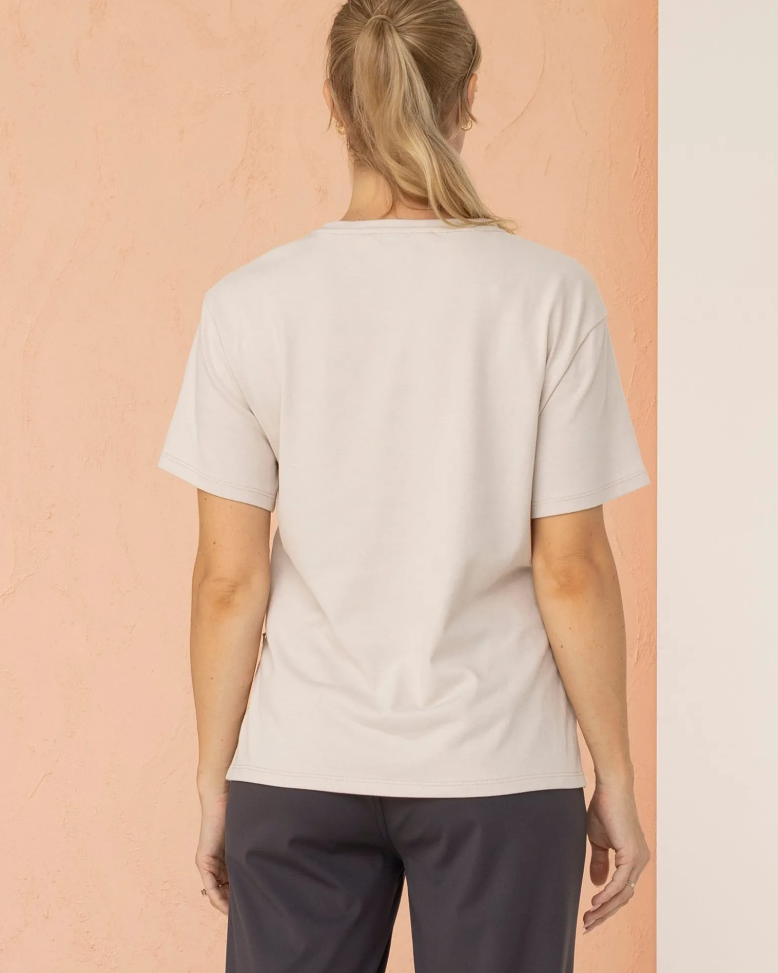 Vera Essential Maternity/Nursing Cotton Tee in Stone White